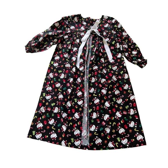 HELLO KITTY Christmas Kids fabric Open Robe Pajama size 7-8 - Picture 2 of 7